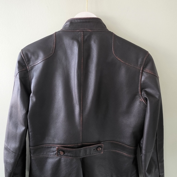 Stamp 10 M 90s Modern Contemporary Western Rodeo Burnished Leather Jacket - Picture 10 of 16